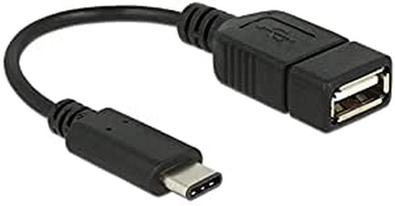 Delock Adapterkabel USB Type-C 2.0 Stecker > USB 2.0 A Buchse 15 cm Schwarz, 65579