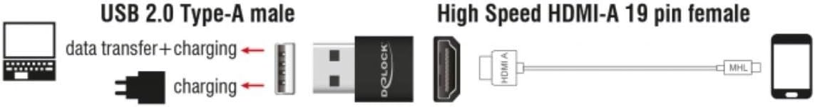 DeLOCK - Adapter HDMI-A female > USB Type-A male, Black