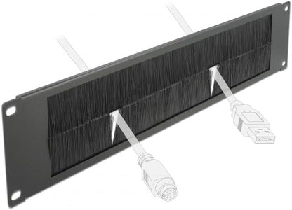 DeLOCK 19 Inch Cable Management Brush Strip 2 U Black
