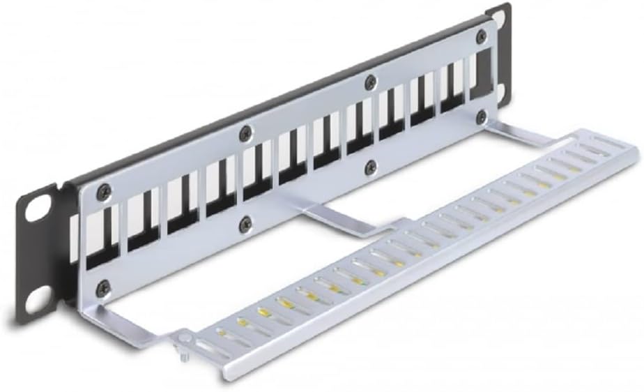 DeLOCK 10 Inch Keystone Patch Panel 12 Port with Relief Rail 1 U Black