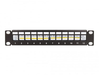 DeLOCK 10 Inch Keystone Patch Panel 12 Port with Relief Rail 1 U Black
