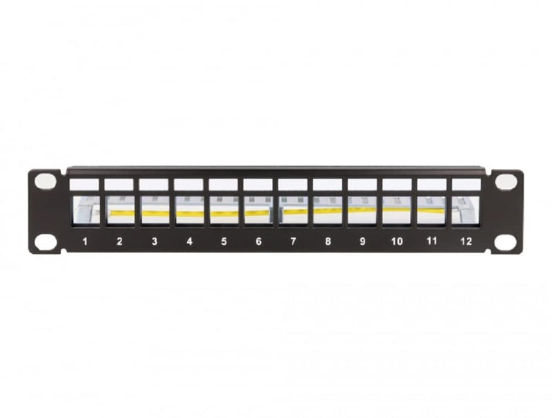 DeLOCK 10 Inch Keystone Patch Panel 12 Port with Relief Rail 1 U Black