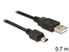 DeLOCK Cable USB 2.0-A > USB Mini-B 5-Pin 0, 70 m St