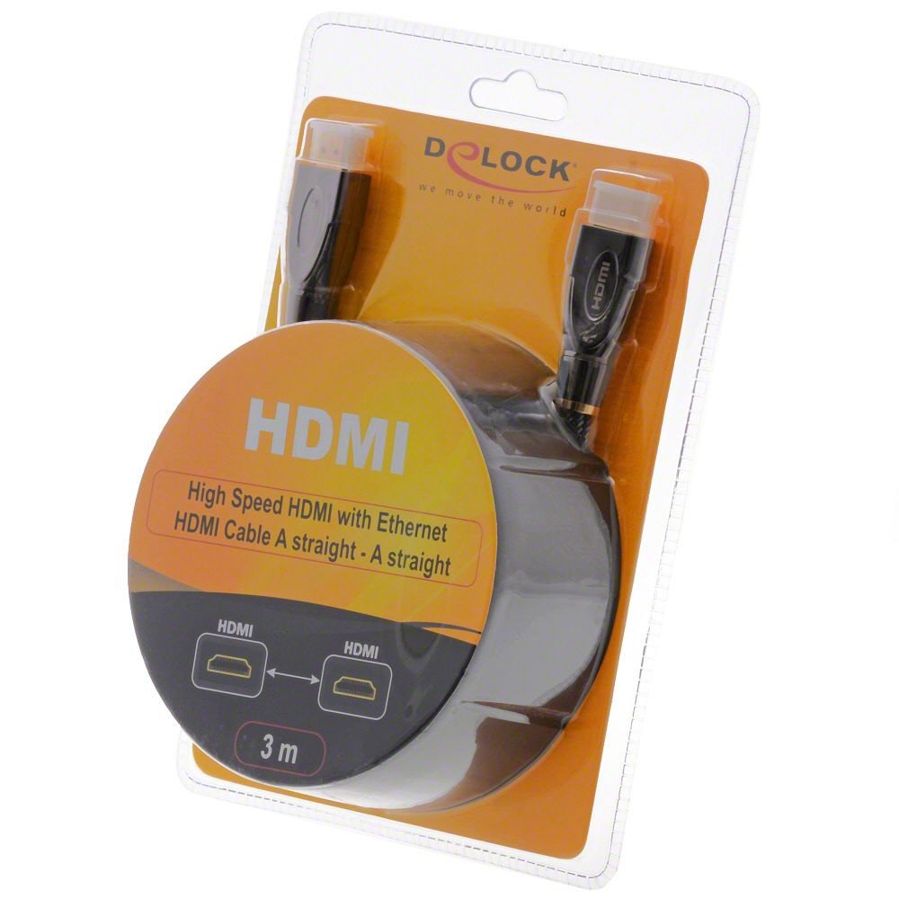 DELOCK HDMI Kabel Ethernet A -> A St/St 3.00m Prem
