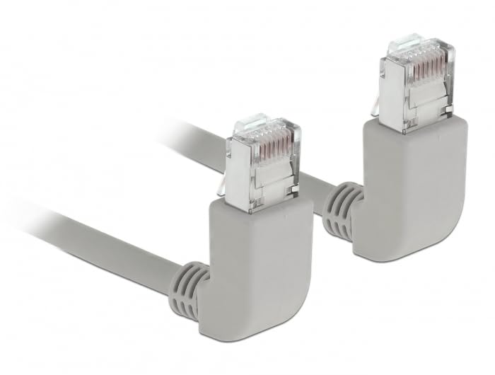 DeLOCK RJ45 Cat.6A S/FTP ob/ob gew. 0,5m | Oben/Oben gewinkelt