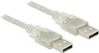 DeLock Cable USB 2.0 Type A to USB 2.0 Type A Male 2 m Transparent