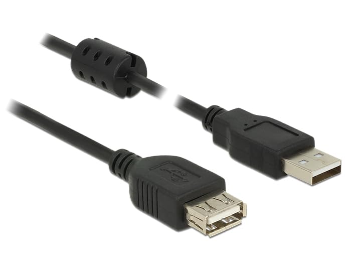 Delock 84882 Kabel 2.0 Stecker, USB-A Buchse 50.00cm Schwarz mit Ferritkern, 3 Stück