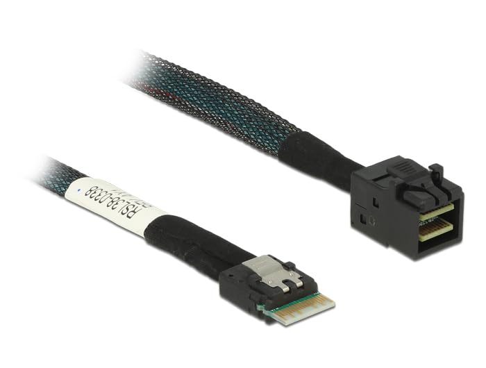 Delock 85081 Kabel, Slim SAS Stecker auf Mini SAS HD Stecker, 0,50m schwarz