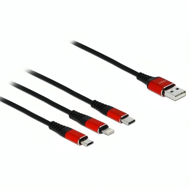 DeLOCK - Cable USB de carga 3 en 1 para Lightnin/Micro USB/USB Type-C (1 m