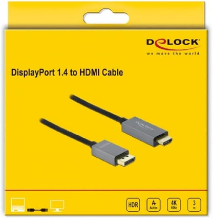 DeLOCK Active DisplayPort 1.4 to HDMI Cable 4K 60 Hz (HDR) 3 m
