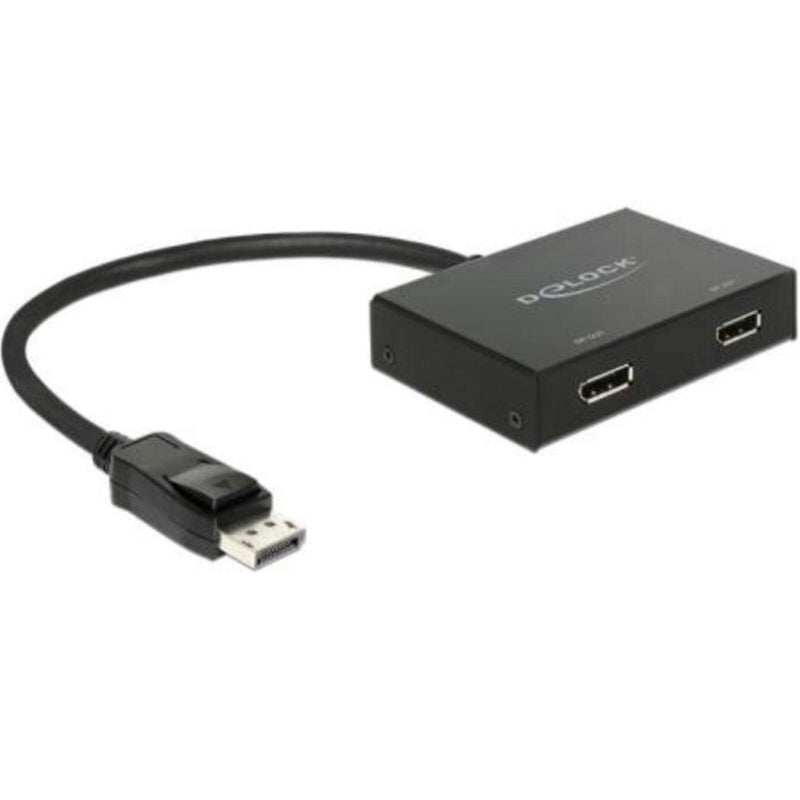DeLock Displayport 1.2 Splitter 1 x Displayport in > 2 x Displayport Out 4K, Schwarz Single