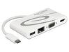 DeLOCK Docking Station USB C 3.1 HDMI 4K + VGA + LAN + USB Adapter White