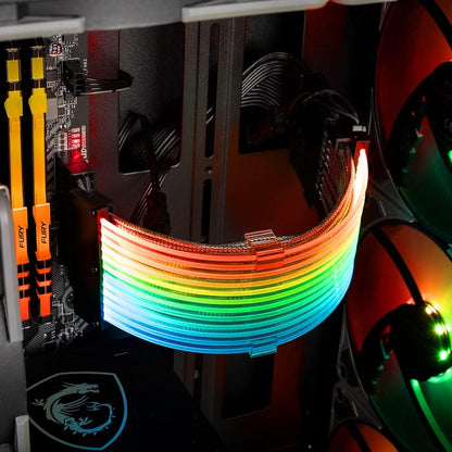 Sharkoon Power Cable, Shark Xtend 24 RGB Extension Cable - Black, 24-pin, 24.5 cm, Addressable RGB LEDs