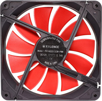Xilence XPF140.R.PWM 140mm PWM Gehäuselüfter, 4PIN, rot/schwarz