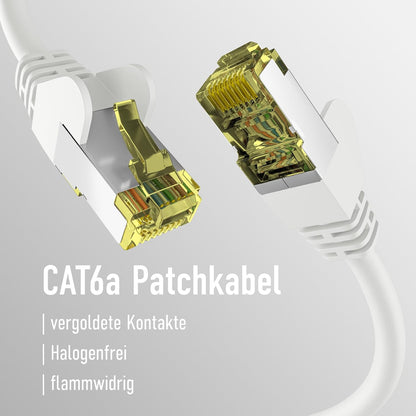 EFB-Elektronik - CAT. 6a Netzwerkkabel bis zu 10 Gbit - 25m LAN Kabel Ethernet Kabel Patchkabel mit Klinken-/Knickschutz - RJ45 Anschluss, S/FTP PIMF Schirmung - Weiß Weiß 25 m