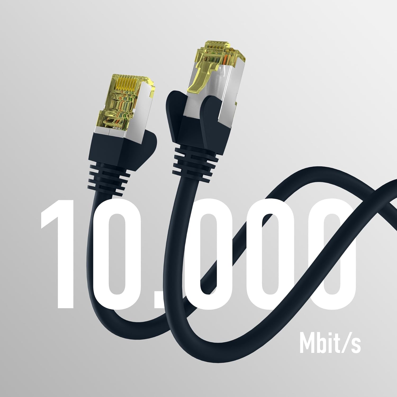 CAT. 6a Network Cable up to 10 Gbit - 50 m LAN Cable Ethernet Cable Patch Cable with Jack/Kink Protection - RJ45 Connection, S/FTP PIMF Shielding - Black black 50 m