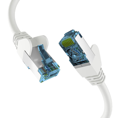 RJ45 Patch Cable with CAT7 Raw Cable White 20 m