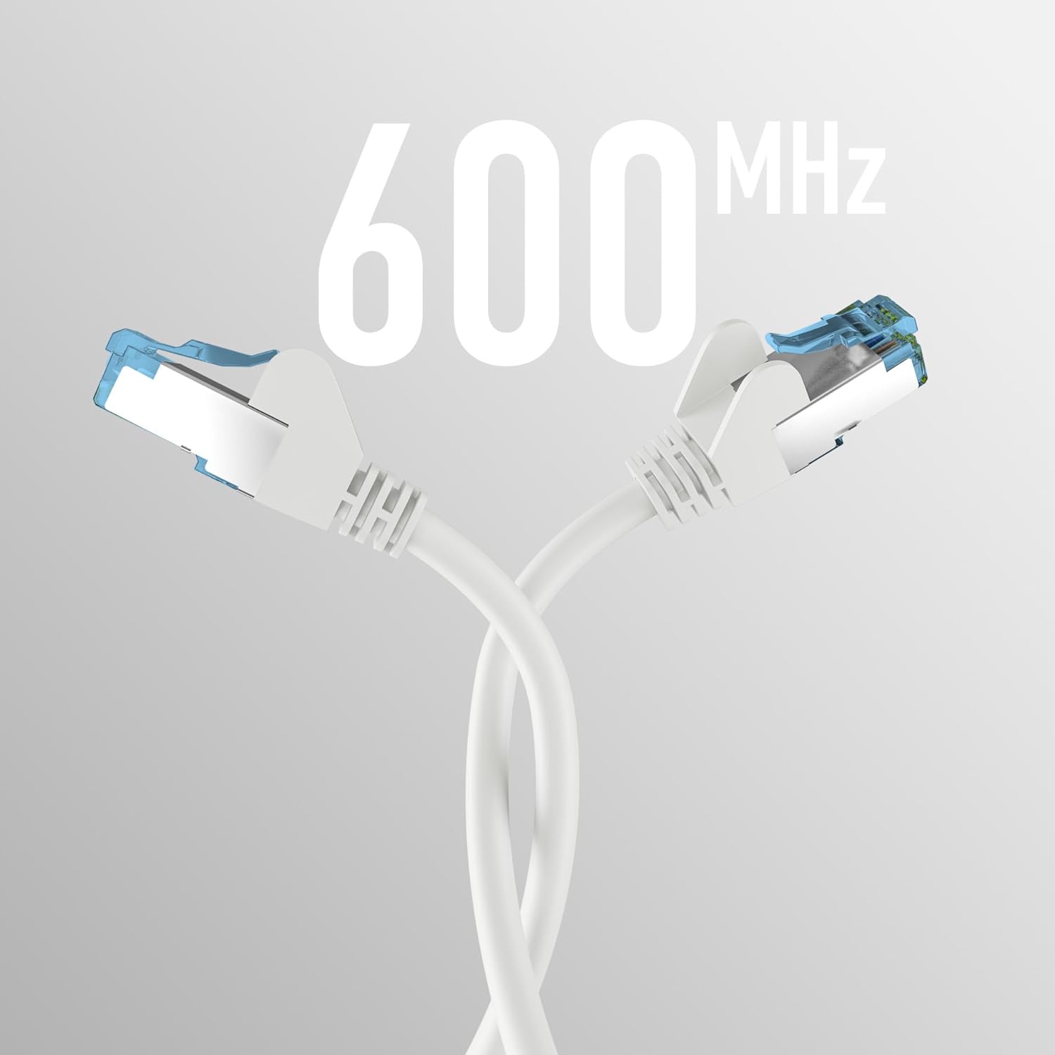 RJ45 Patch Cable with CAT7 Raw Cable White 20 m
