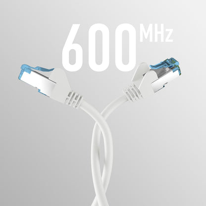RJ45 Patch Cable with CAT7 Raw Cable White 20 m