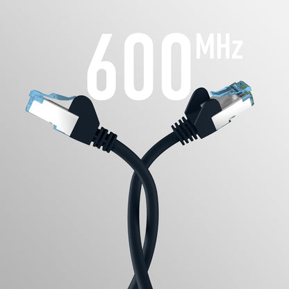 EFB-Elektronik - CAT. 7 Netzwerkkabel bis zu 10 Gbit - 20 m LAN Kabel Ethernet Kabel Patchkabel mit Klinken-/Knickschutz - RJ45 Anschluss, S/FTP PIMF Schirmung - Schwarz Schwarz 20 m