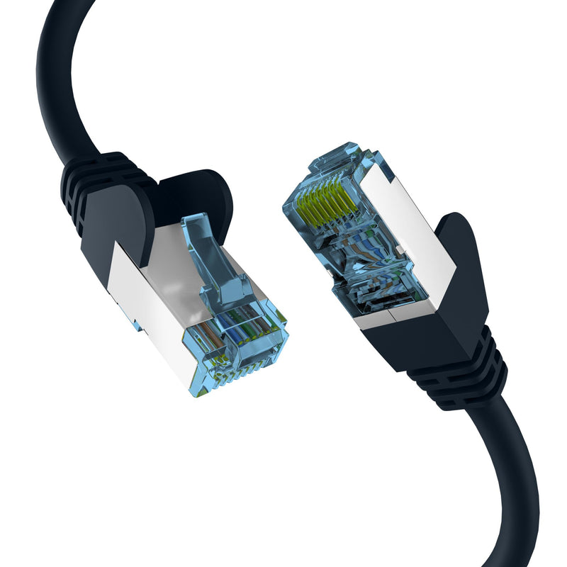 EFB-Elektronik - CAT. 7 Netzwerkkabel bis zu 10 Gbit - 20 m LAN Kabel Ethernet Kabel Patchkabel mit Klinken-/Knickschutz - RJ45 Anschluss, S/FTP PIMF Schirmung - Schwarz Schwarz 20 m