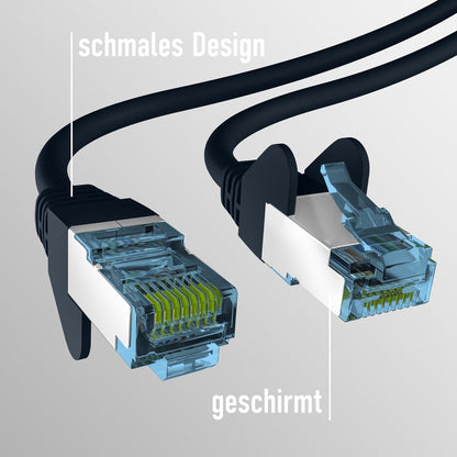 EFB-Elektronik - CAT. 7 Netzwerkkabel bis zu 10 Gbit - 30 m LAN Kabel Ethernet Kabel Patchkabel mit Klinken-/Knickschutz - RJ45 Anschluss, S/FTP PIMF Schirmung - Schwarz Schwarz 30 m