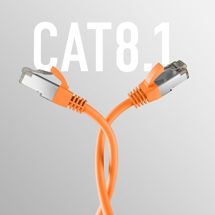 EFB-Elektronik - CAT. 8 Netzwerkkabel bis zu 40 Gbit - 15 m LAN Kabel Ethernet Kabel Patchkabel mit Knickschutz - PoE Übertragung von Daten und Strom - RJ45 Anschluss, S/FTP PIMF Schirmung - Orange Orange 15 m