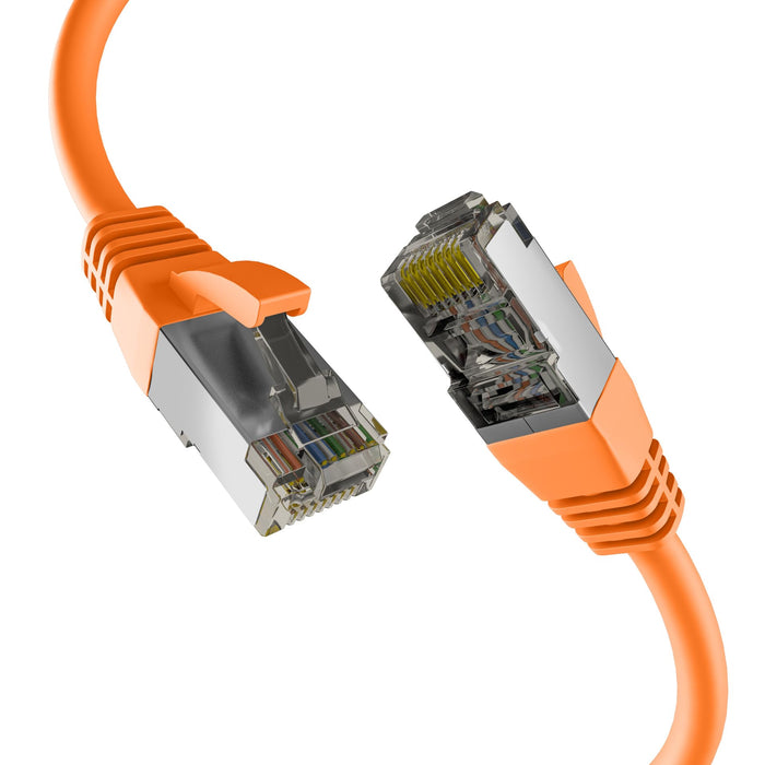 EFB-Elektronik - CAT. 8 Netzwerkkabel bis zu 40 Gbit - 15 m LAN Kabel Ethernet Kabel Patchkabel mit Knickschutz - PoE Übertragung von Daten und Strom - RJ45 Anschluss, S/FTP PIMF Schirmung - Orange Orange 15 m
