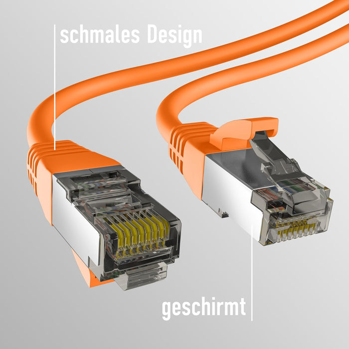 EFB-Elektronik - CAT. 8 Netzwerkkabel bis zu 40 Gbit - 15 m LAN Kabel Ethernet Kabel Patchkabel mit Knickschutz - PoE Übertragung von Daten und Strom - RJ45 Anschluss, S/FTP PIMF Schirmung - Orange Orange 15 m