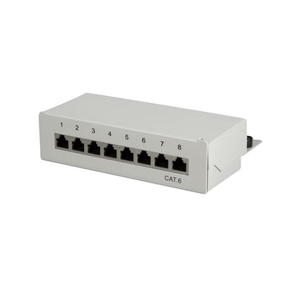 LogiLink Professional Patch Panels, Table/Wall/Desktop, STP (Shielded) light grey 8-Port 8-Port CAT.6 light grey