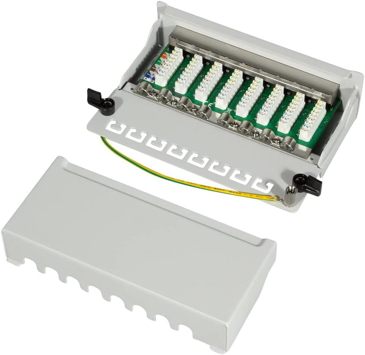 LogiLink Professional Patch Panels, Table/Wall/Desktop, STP (Shielded) light grey 8-Port 8-Port CAT.6 light grey