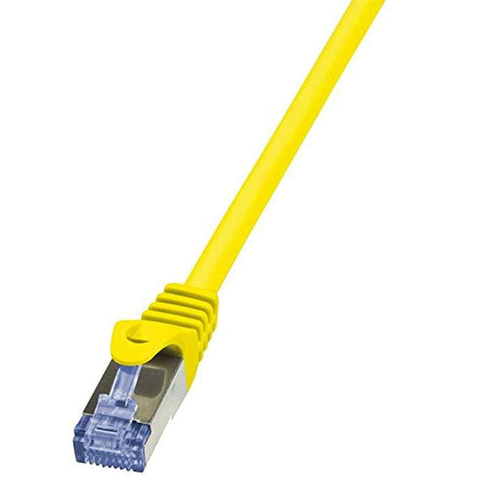 LogiLink CQ3037S RJ45 Netzwerkkabel, Patchkabel CAT 6a S/FTP 1.00m Gelb Flammwidrig, mit Rastnasensc, 3 Stück