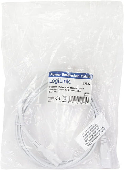 LogiLink Power Cable Extension, 2 m White