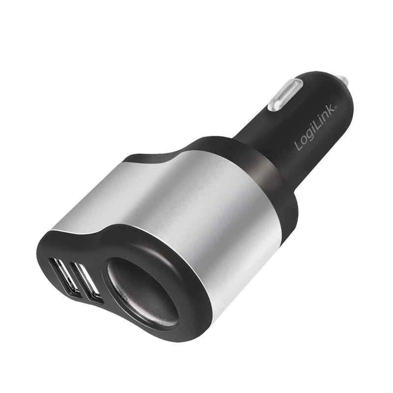 LogiLink PA0131 Universal 3-in-1 Power Supply, 2x USB and 1x Cigarette Lighter Socket Black/Silver