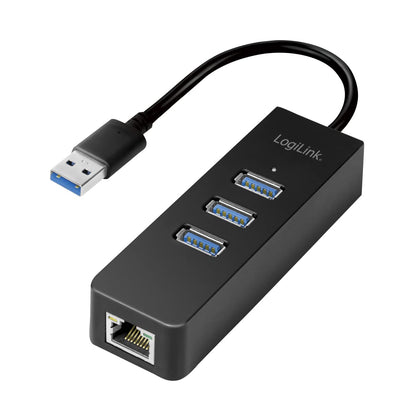 LogiLink USB 3.0 (Typ-A) zu Gigabit Netzwerk Adapter (RJ45) und 3x USB 3.0 (Typ-A) Hub Typ-A zu RJ45