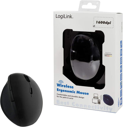 LogiLink ID0139 Ergonomic Wireless Mouse 2.4 GHz 1600 DPI Black