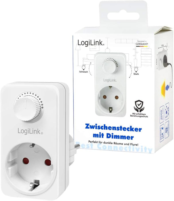 LogiLink Steckdosenadapter mit Dimmer weiB