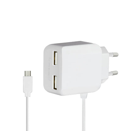 LogiLink PA0157W USB Steckdosenadapter mit Micro-USB-Kabel, 2x USB-Port, 10.5W Weiß
