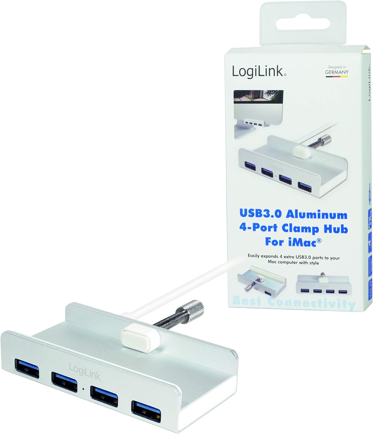 LogiLink UA0300 USB 3.0 Hub 4-Port im iMac Design bis 5 Gbit/s Silber