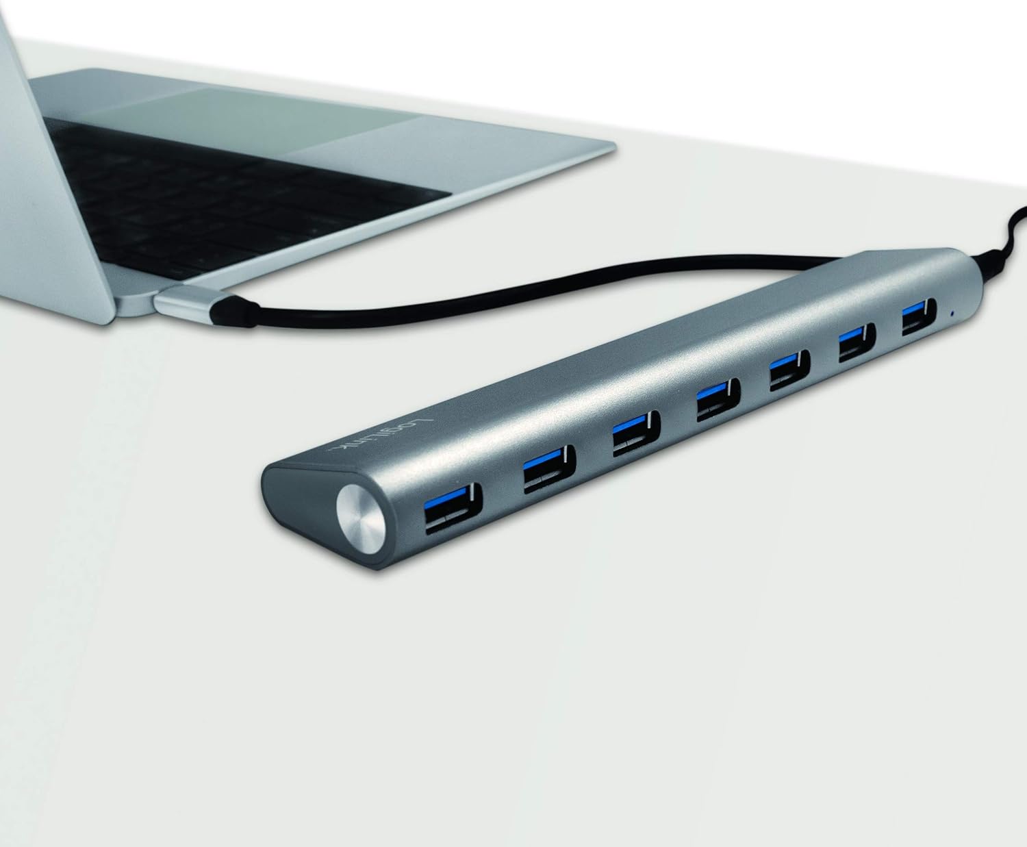 LogiLink USB Hub for PC/Laptop Aluminium Housing grey Silver 7-Port USB 3.1 7-Port
