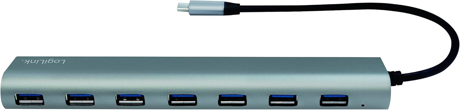 LogiLink USB Hub for PC/Laptop Aluminium Housing grey Silver 7-Port USB 3.1 7-Port