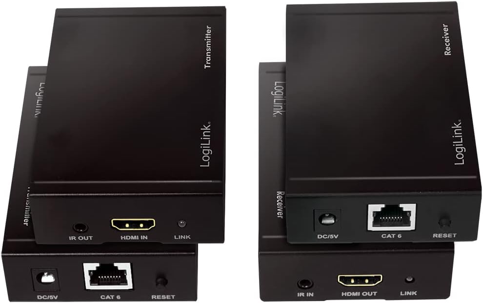 LogiLink HD0024 - HDMI Extender Set Ultra HD (via LAN), 50 m (4K/30Hz) to extend HDMI signals via network cable