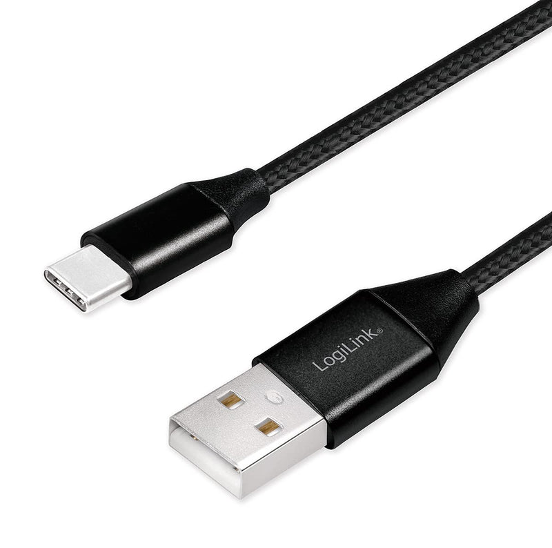 USB 2.0 Anschlusskabel, USB (Typ A) zu USB (Typ C) schwarz, 0,3m 0,3m USB-A/USB-C schwarz