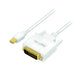 Mini DisplayPort (v1.2) to DVI (DVI-D 24+1) Connection Cable in White, FULL HD 1.8m