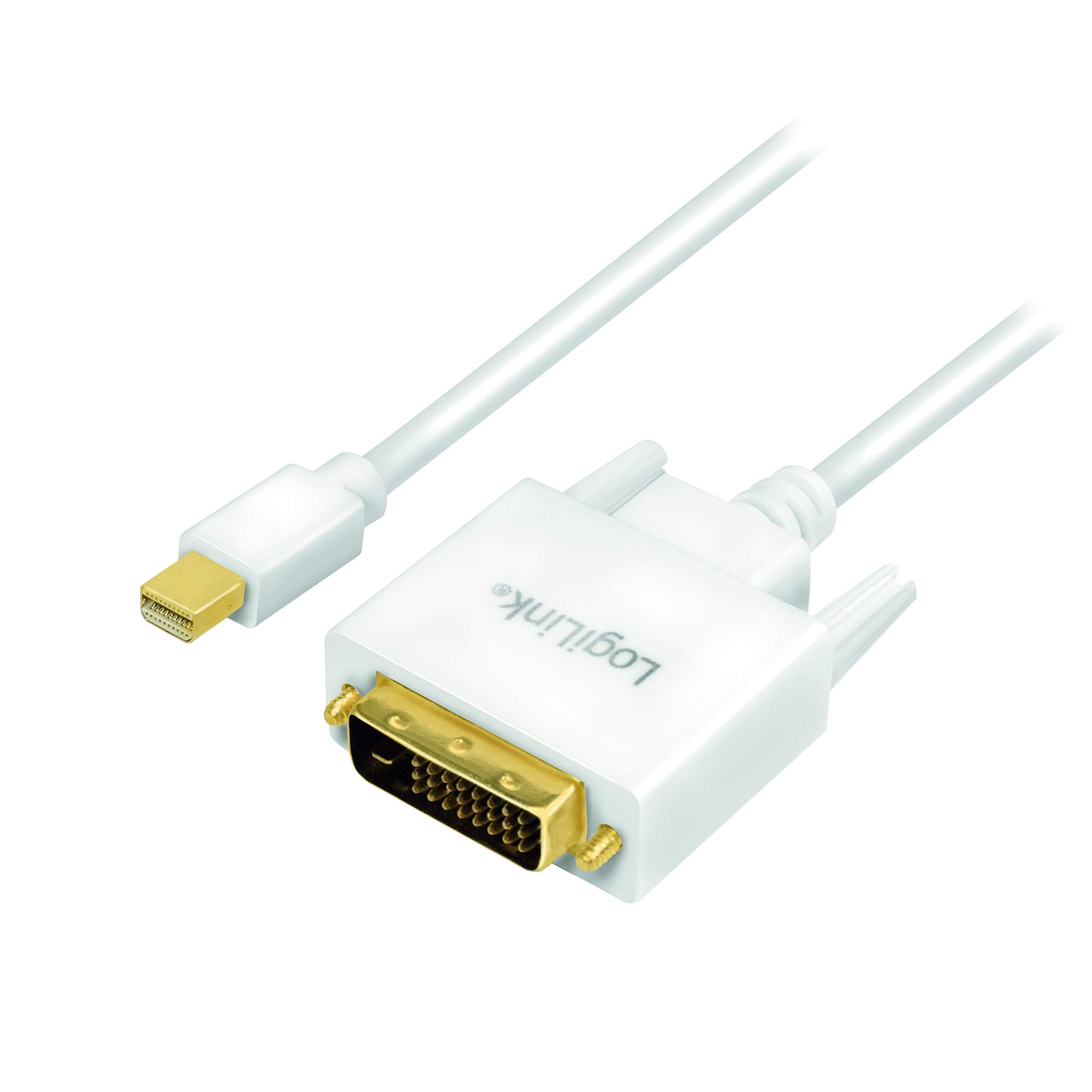 Mini DisplayPort (v1.2) to DVI (DVI-D 24+1) Connection Cable in White, FULL HD 1.8m