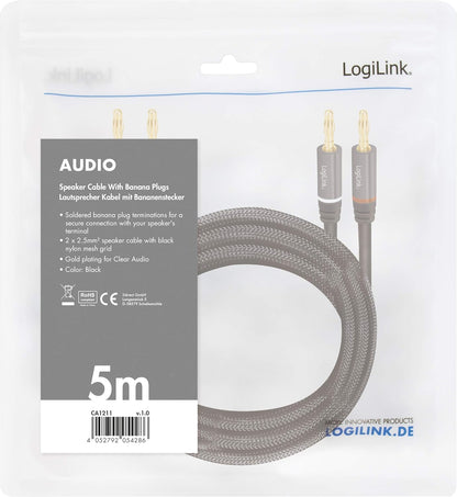 `LogiLink Lautsprecherkabel, 2x2.50 mm2 + Bananenst`