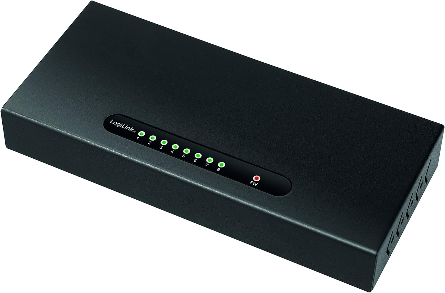 LogiLink NS0111 - Gigabit Ethernet LAN Desktop Netzwerk Switch im Metallgehäuse, QoS, Schaltfeld 10Gbit/s, 8-Port,Schwarz
