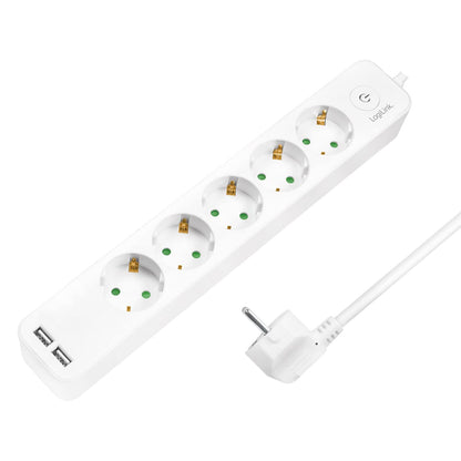 `LogiLink Steckdosenleiste 5-fach, 1,5m 2xUSB 5V/2,`