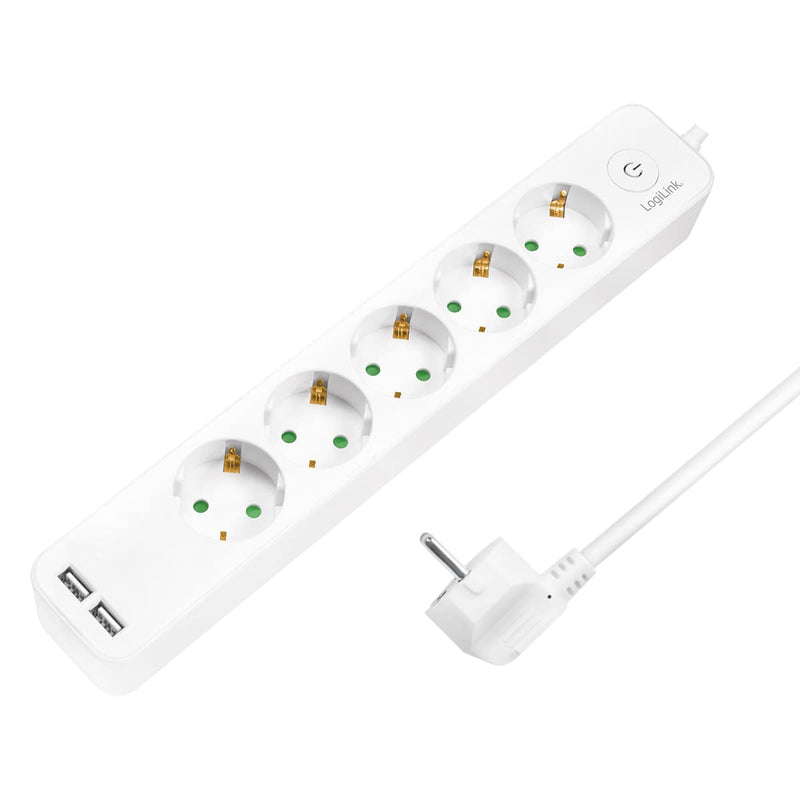 `LogiLink Steckdosenleiste 5-fach, 1,5m 2xUSB 5V/2,`