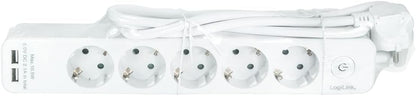 `LogiLink Steckdosenleiste 5-fach, 1,5m 2xUSB 5V/2,`